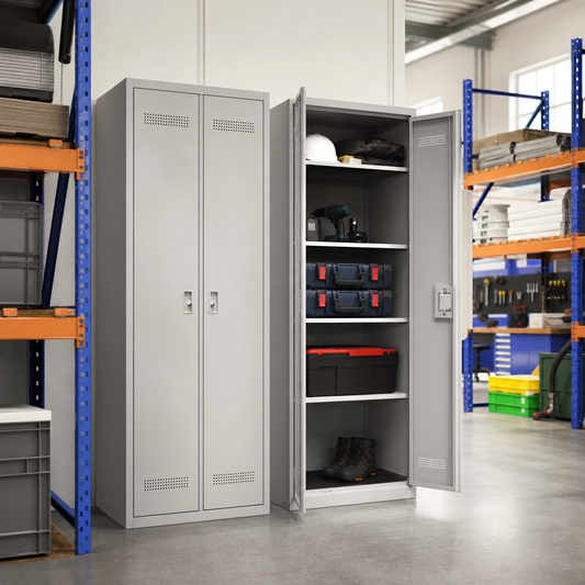 Tall Nestable Metal Storage Lockers with Two Doors, 1800mm High