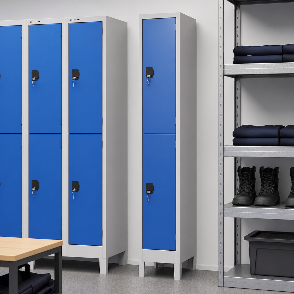 Tall Nestable Metal Storage Lockers with Two Doors, 1800mm High