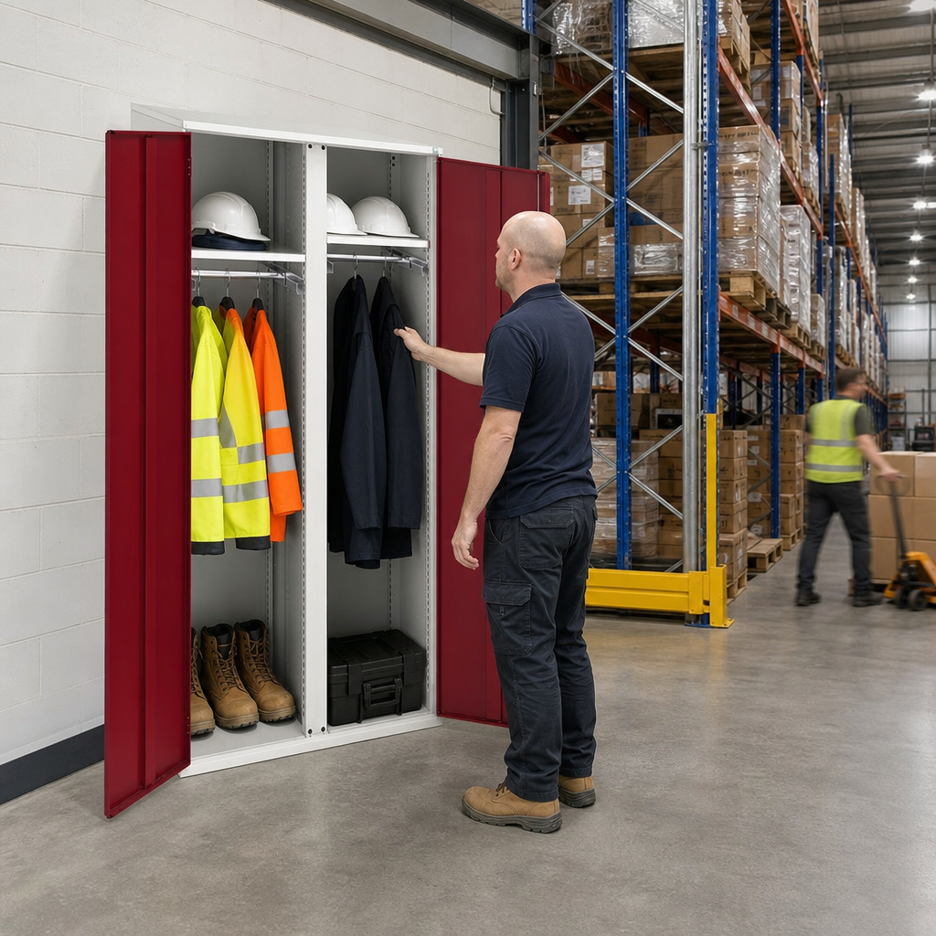Tall Partitioned Multi-Shelf PPE Storage Cabinet 2000 x 1050mm