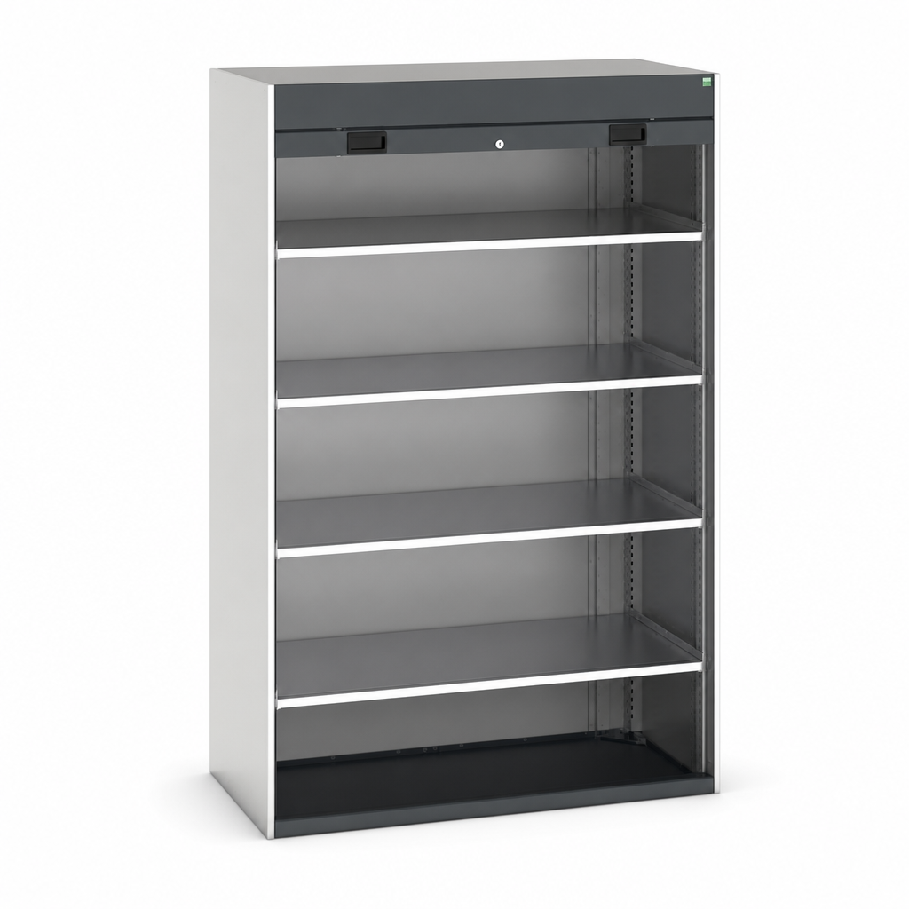 Tall Roller Shutter Metal Cabinet with 4 Shelves 2000x1300x650mm