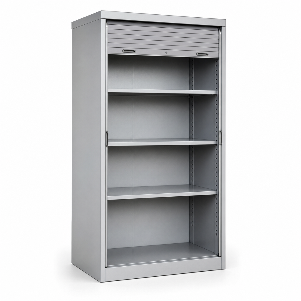 Tall Roller Shutter Metal Cabinet with 4 Shelves 2000x1300x650mm