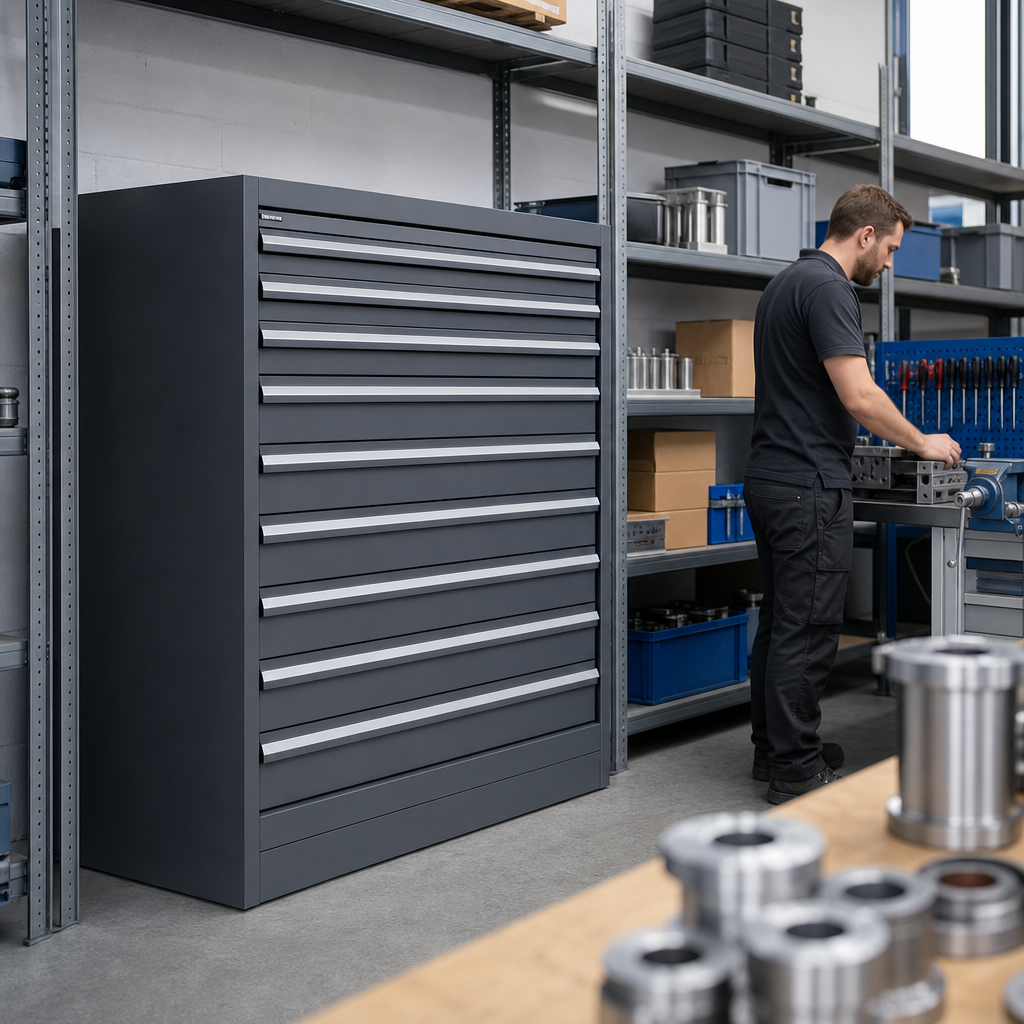 Tall Steel Multi-Drawer Tool Storage Cabinet 1600h x 1300w x 750d