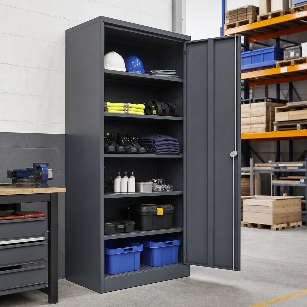 Tall Steel PPE Storage Cupboard with Shelf 2000x1050mm