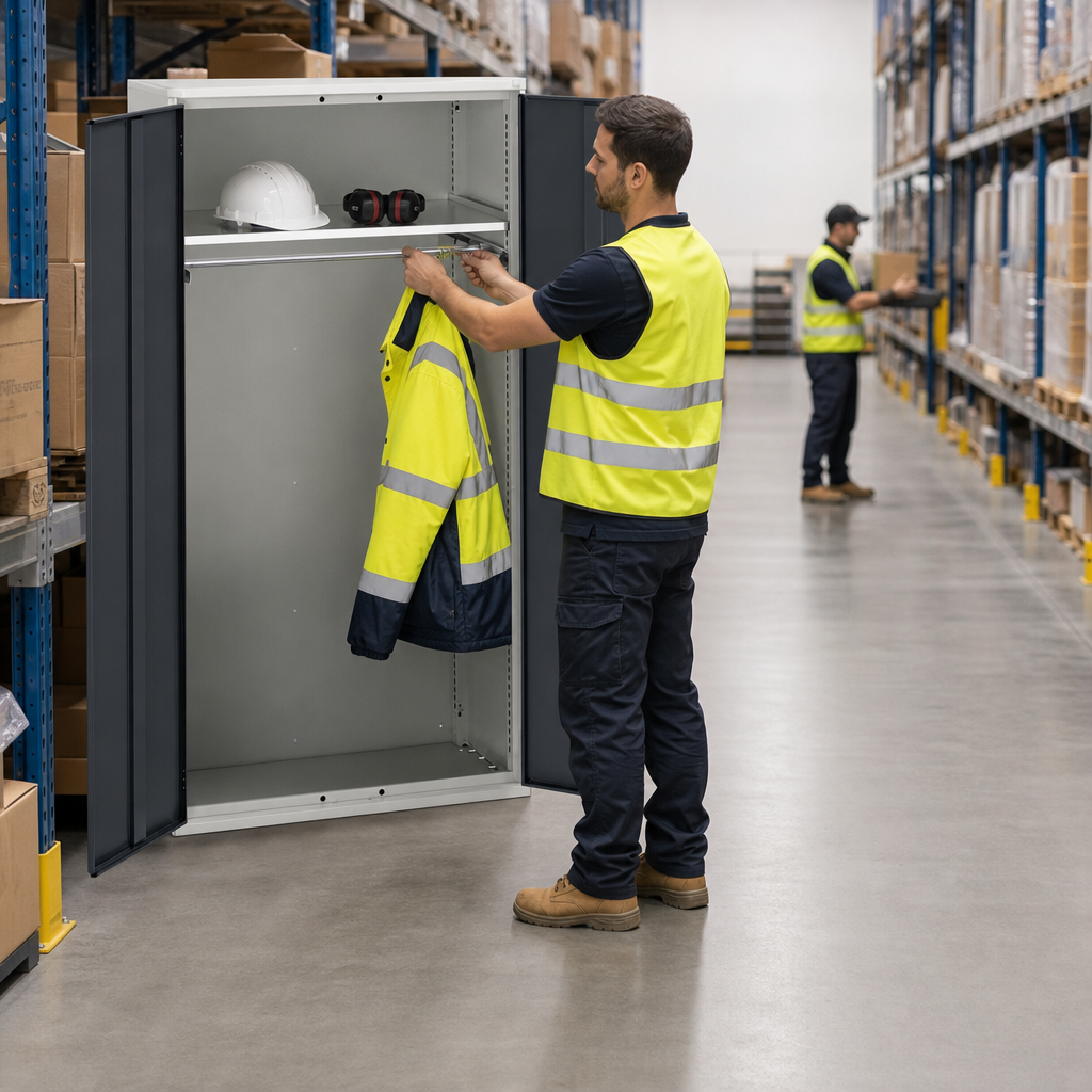 Tall Steel PPE Storage Cupboard with Shelf 2000x1050mm