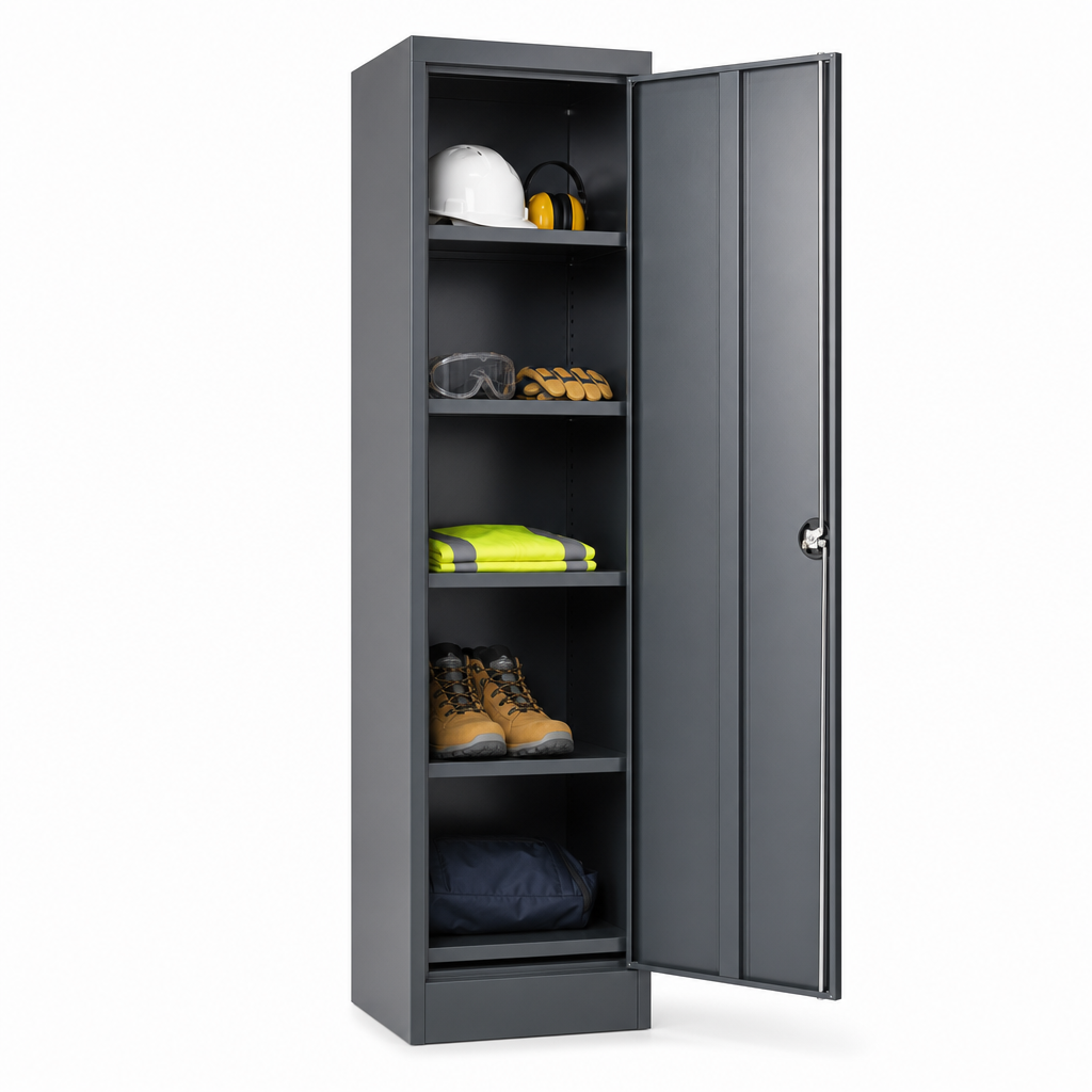 Tall Steel PPE Storage Cupboard with Shelves 2000 x 525mm