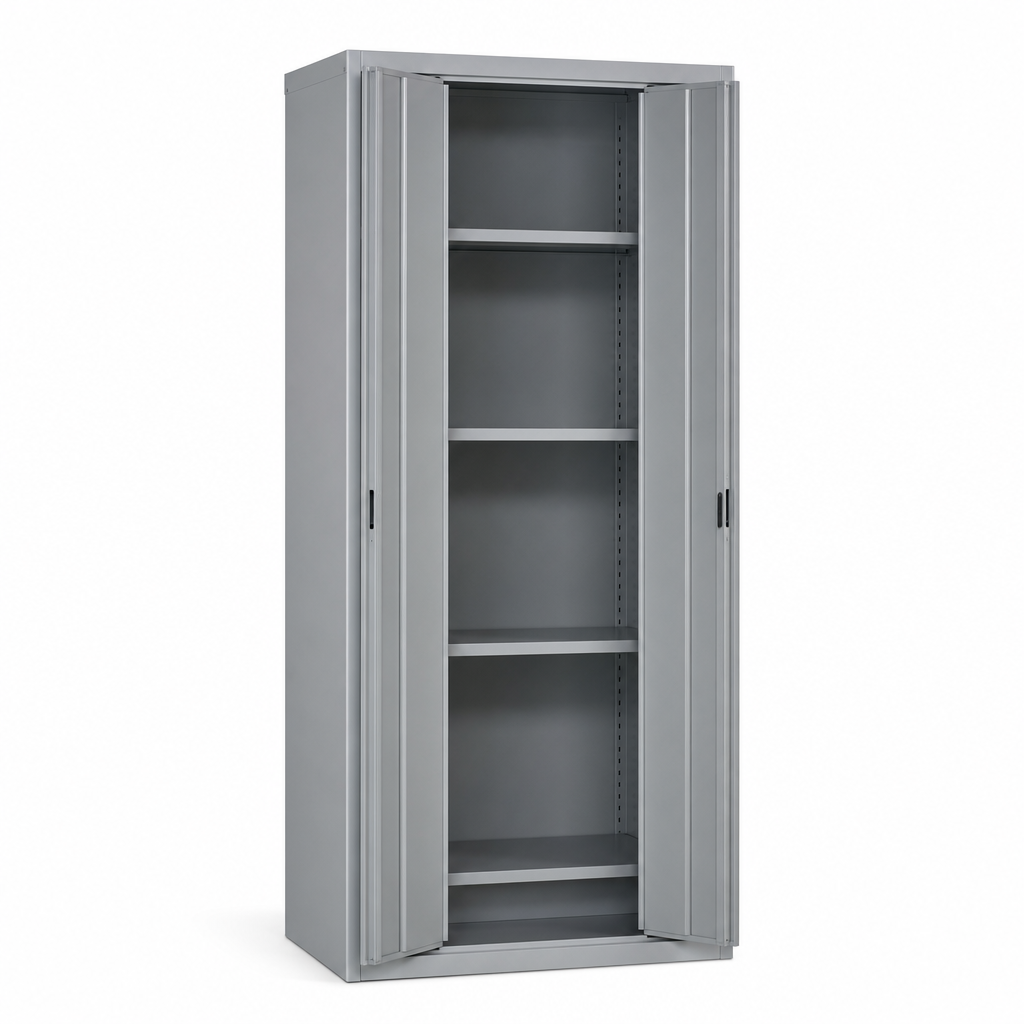Tall Steel Storage Cabinet with Bifold Doors