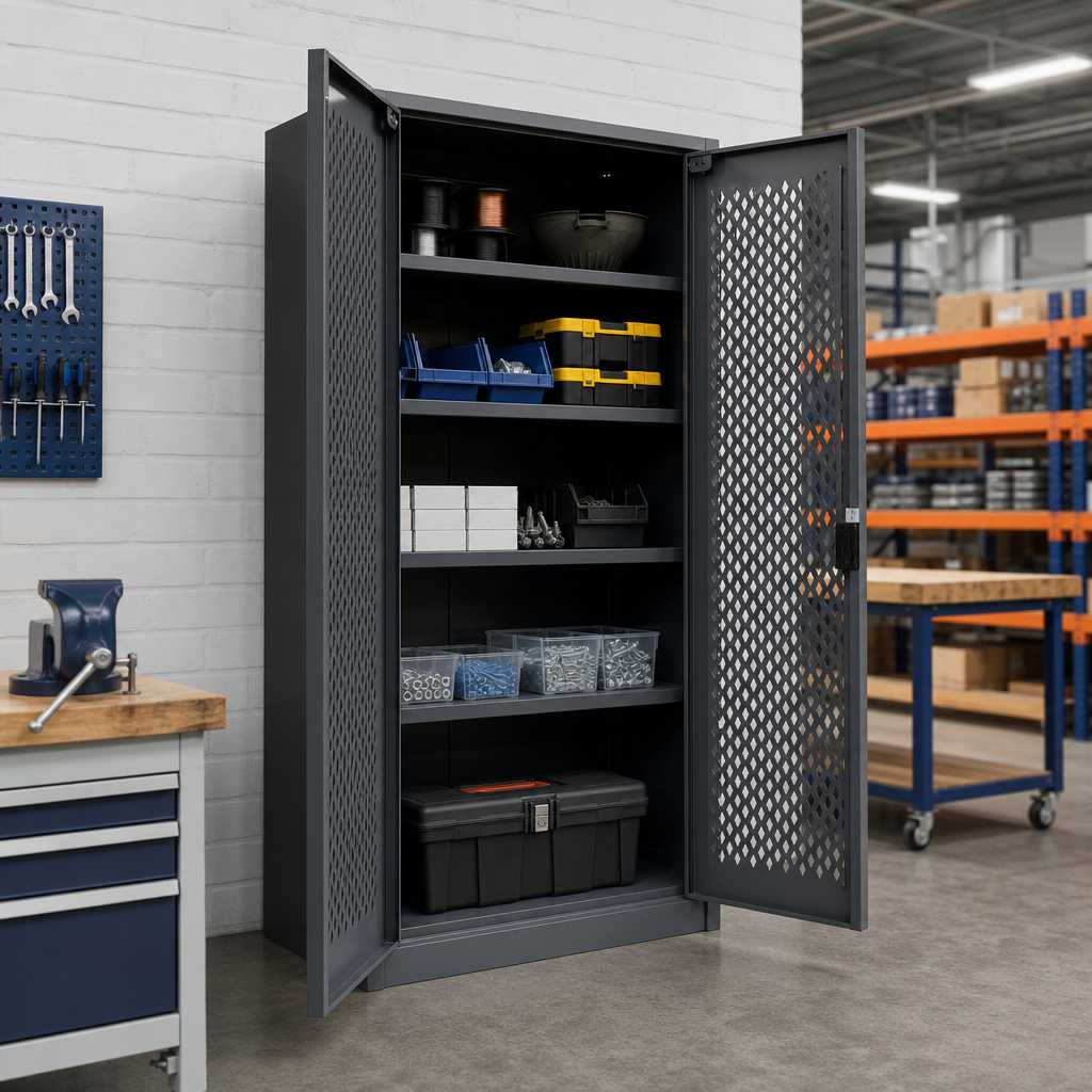 Tall Ventilated Metal Storage Cupboard with 4 Shelves 2000x800mm