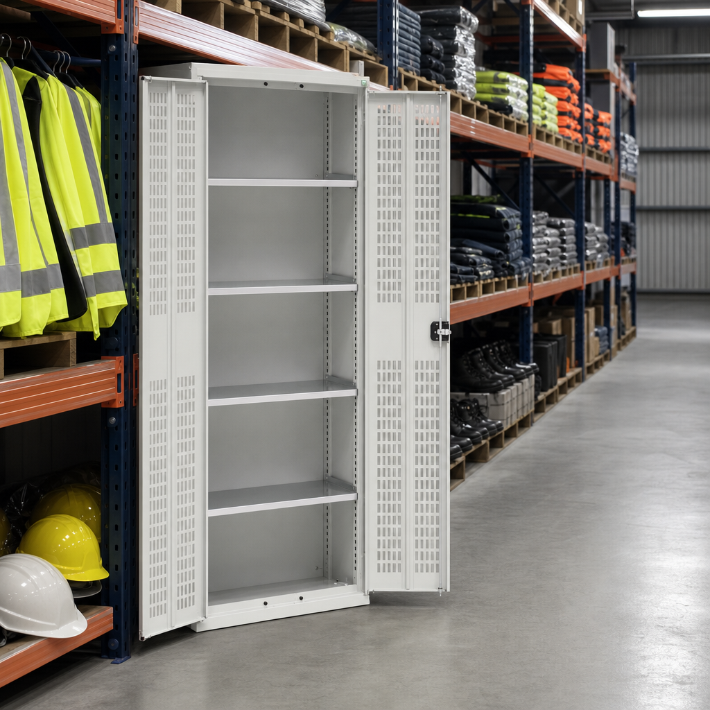 Tall Ventilated Metal Storage Cupboard with 4 Shelves 2000x800mm