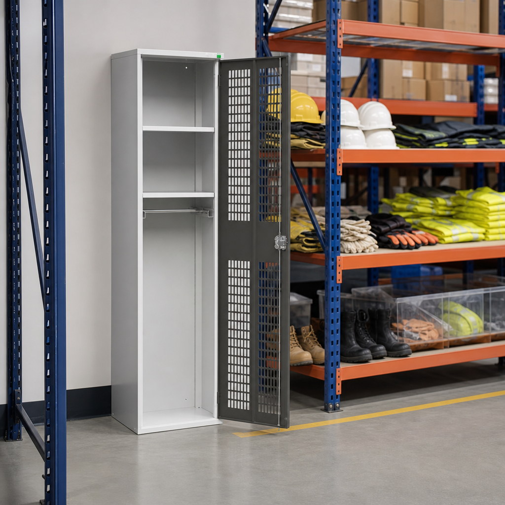 Tall Ventilated PPE Cupboard with Adjustable Shelves 2000x525mm