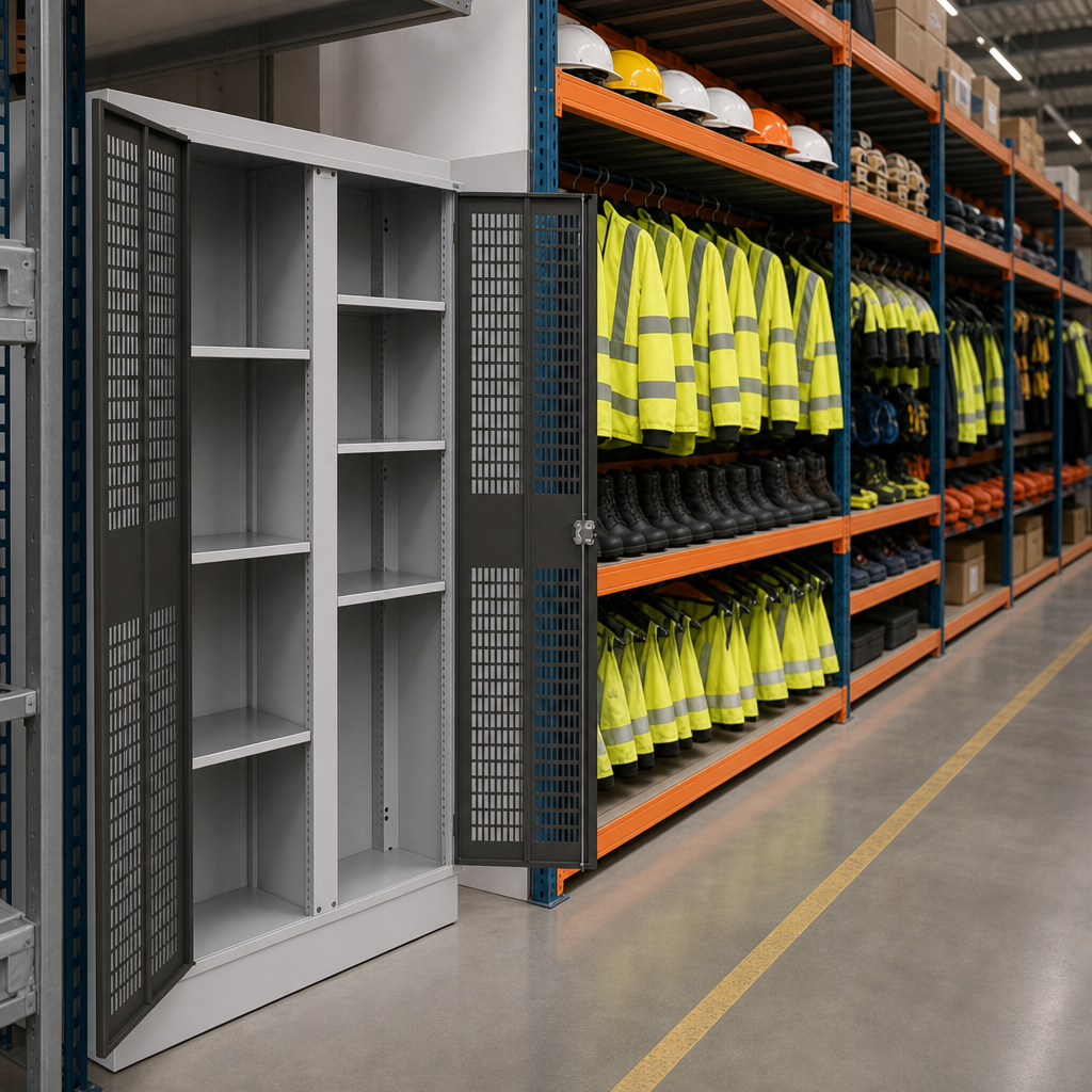 Tall Ventilated PPE Metal Cabinet with Adjustable Shelves