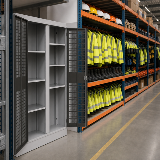 Tall Ventilated PPE Metal Cabinet with Adjustable Shelves