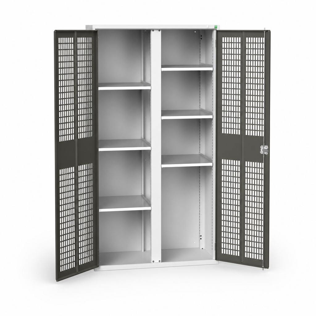 Tall Ventilated PPE Metal Cabinet with Adjustable Shelves