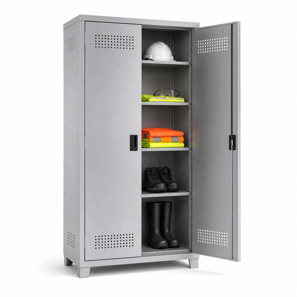 Tall Ventilated PPE Metal Cabinet with Adjustable Shelves