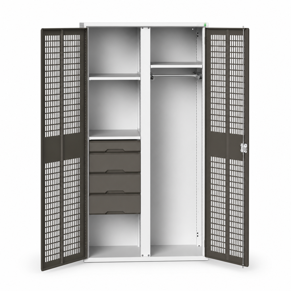 Tall Ventilated PPE Metal Cabinet with Drawers and Shelves