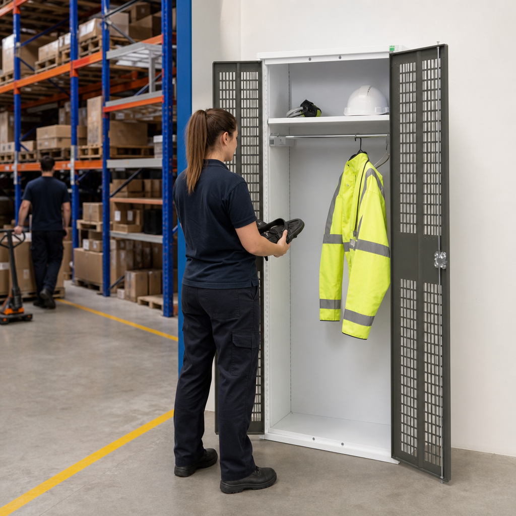 Tall Ventilated PPE Storage Cupboard with Shelf 2000 x 800mm