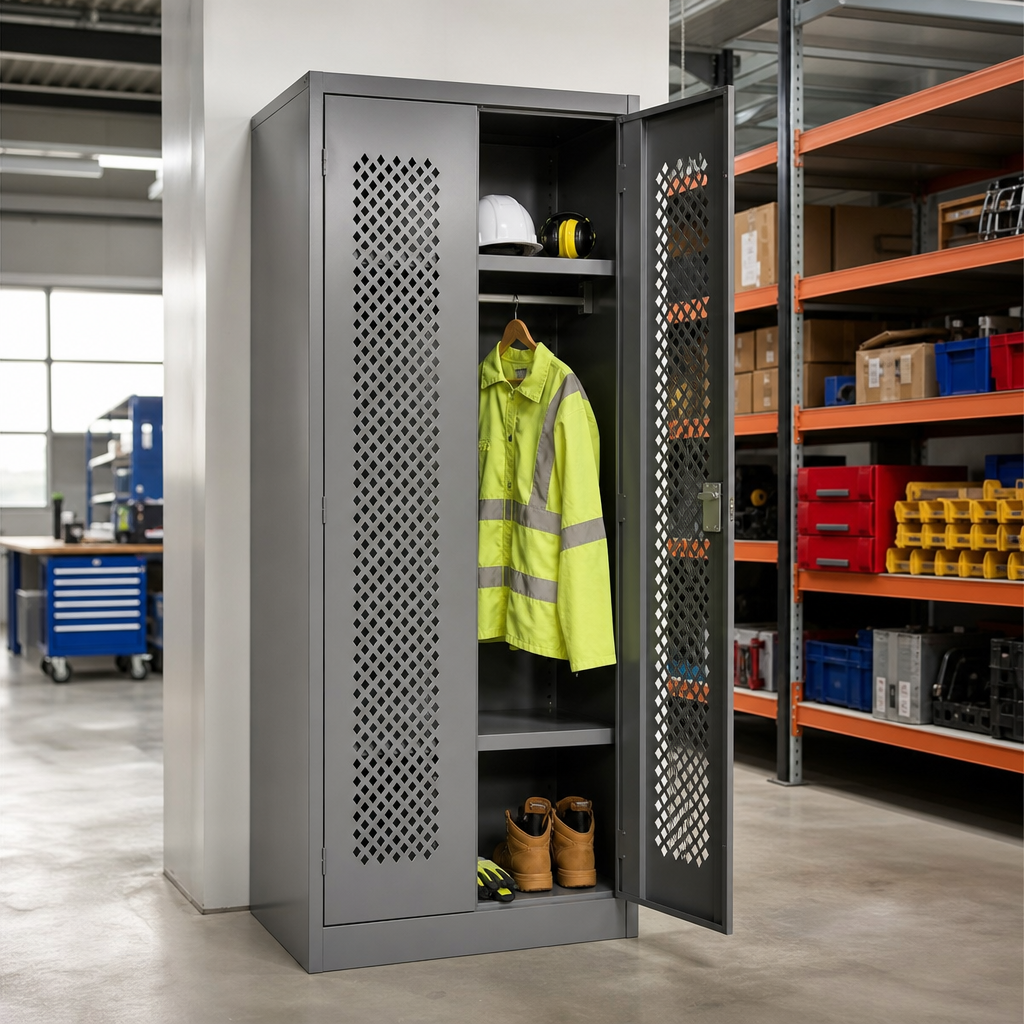 Tall Ventilated PPE Storage Cupboard with Shelf 2000 x 800mm