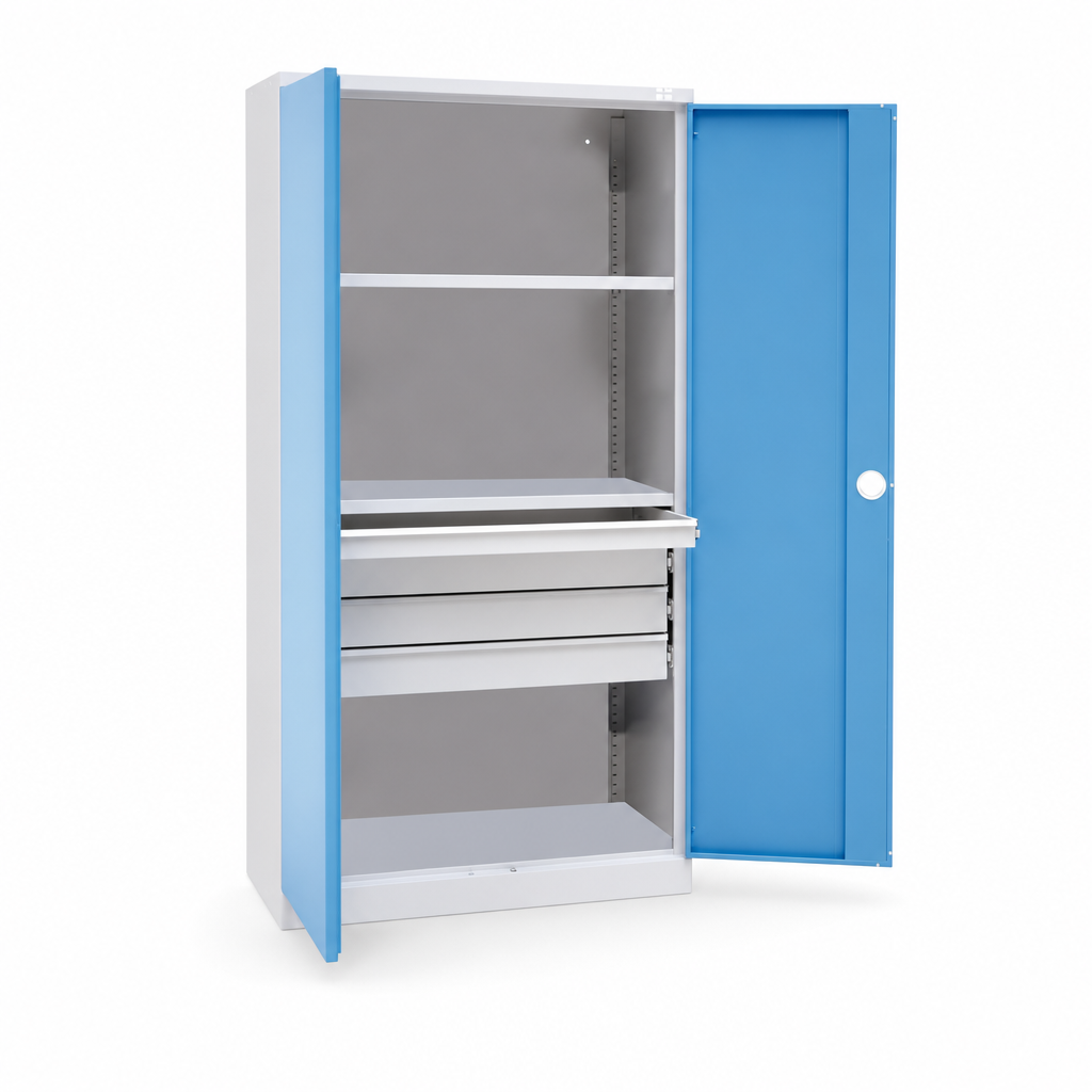 Tall Workshop Cupboard with Drawers and Shelves
