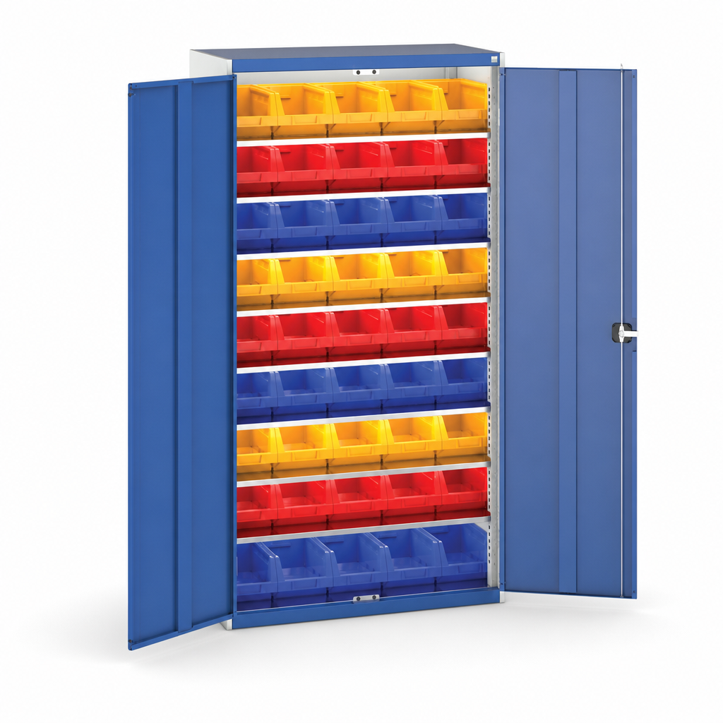 Tall Workshop Storage Cabinet with 45 Bins 2000 x 1050mm