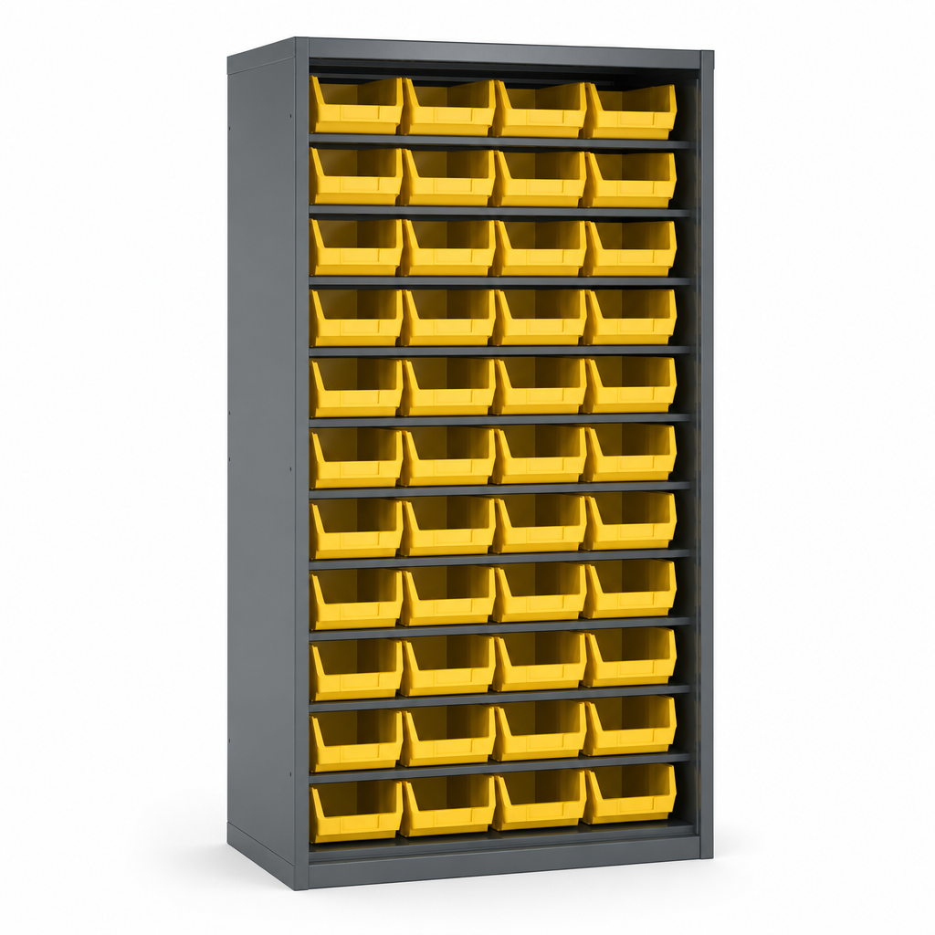 Tall Workshop Storage Cabinet with 45 Bins 2000 x 1050mm
