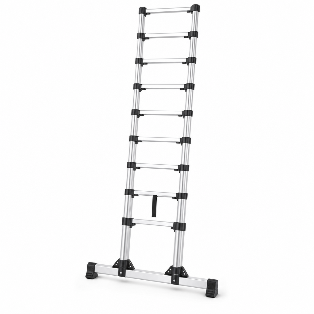 Telescopic Aluminium Extension Ladder with Stabiliser Bar
