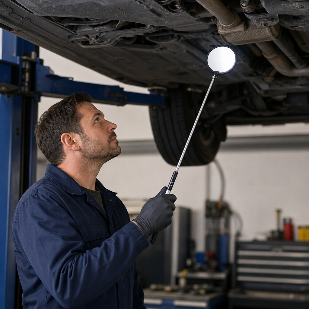 Telescopic Vehicle Inspection Mirror with LED Light