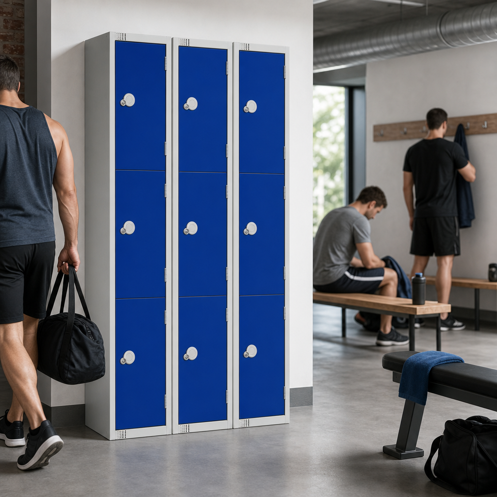 Three Door Metal Lockers with Hasp or Cam Locks