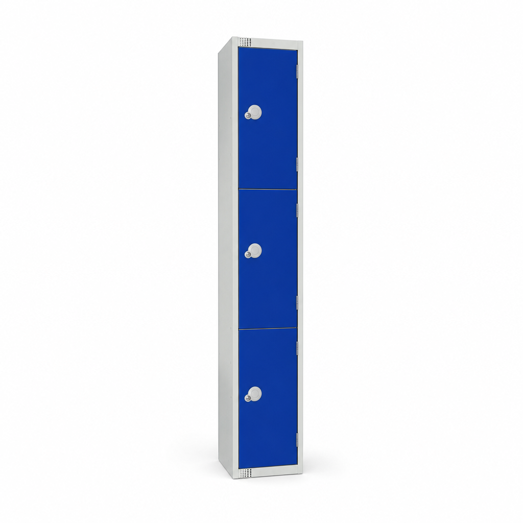 Three Door Metal Lockers with Hasp or Cam Locks