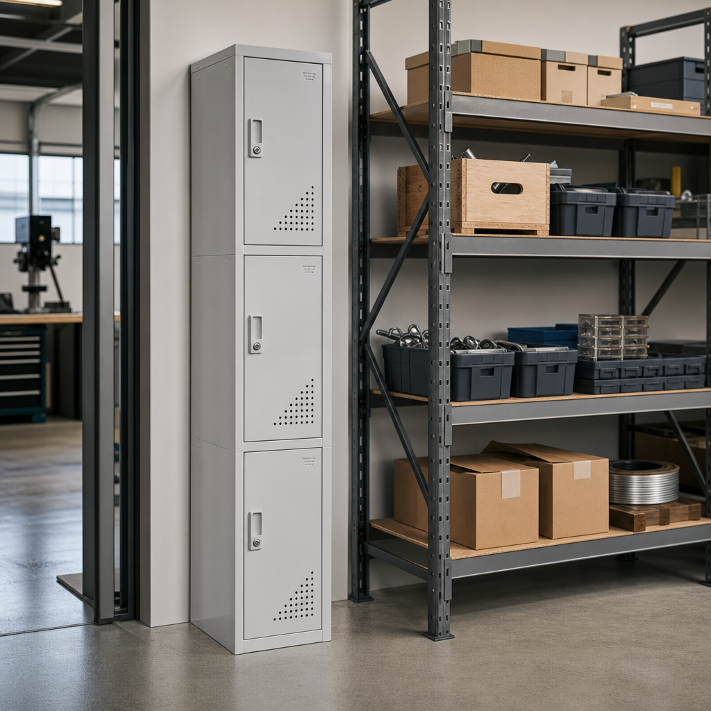 Three-Door Nestable Metal Lockers with Anti-Bacterial Coating
