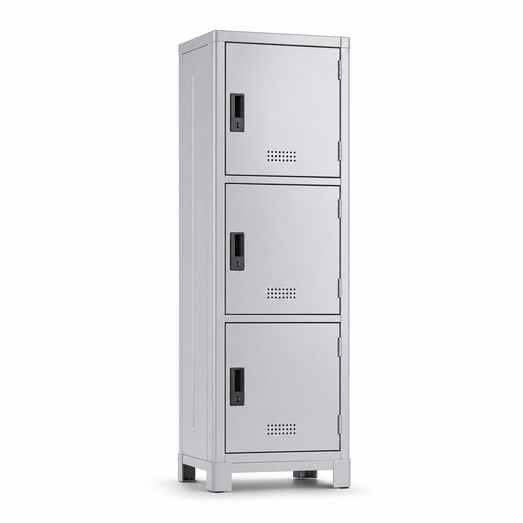 Three-Door Nestable Metal Lockers with Anti-Bacterial Coating