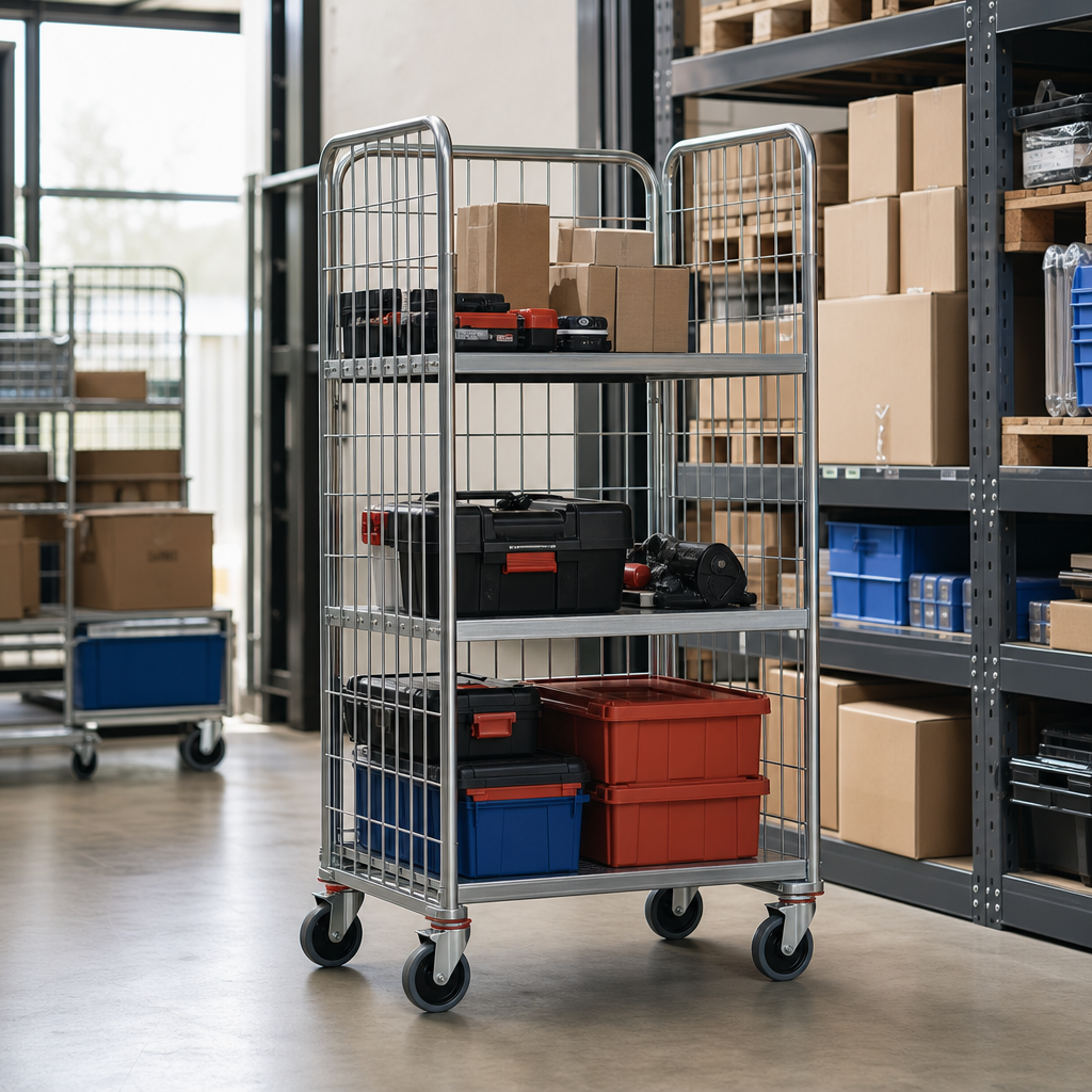 Three Sided Steel Roll Cage Container with 400kg Capacity