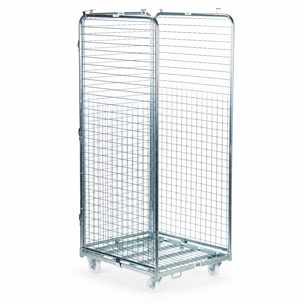 Three Sided Steel Roll Cage Container with 400kg Capacity