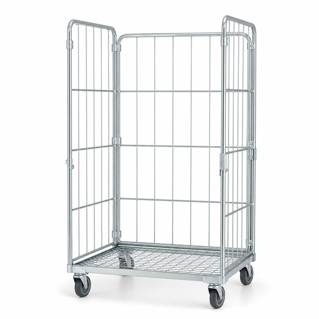 Three Sided Steel Roll Cage Container with 400kg Capacity