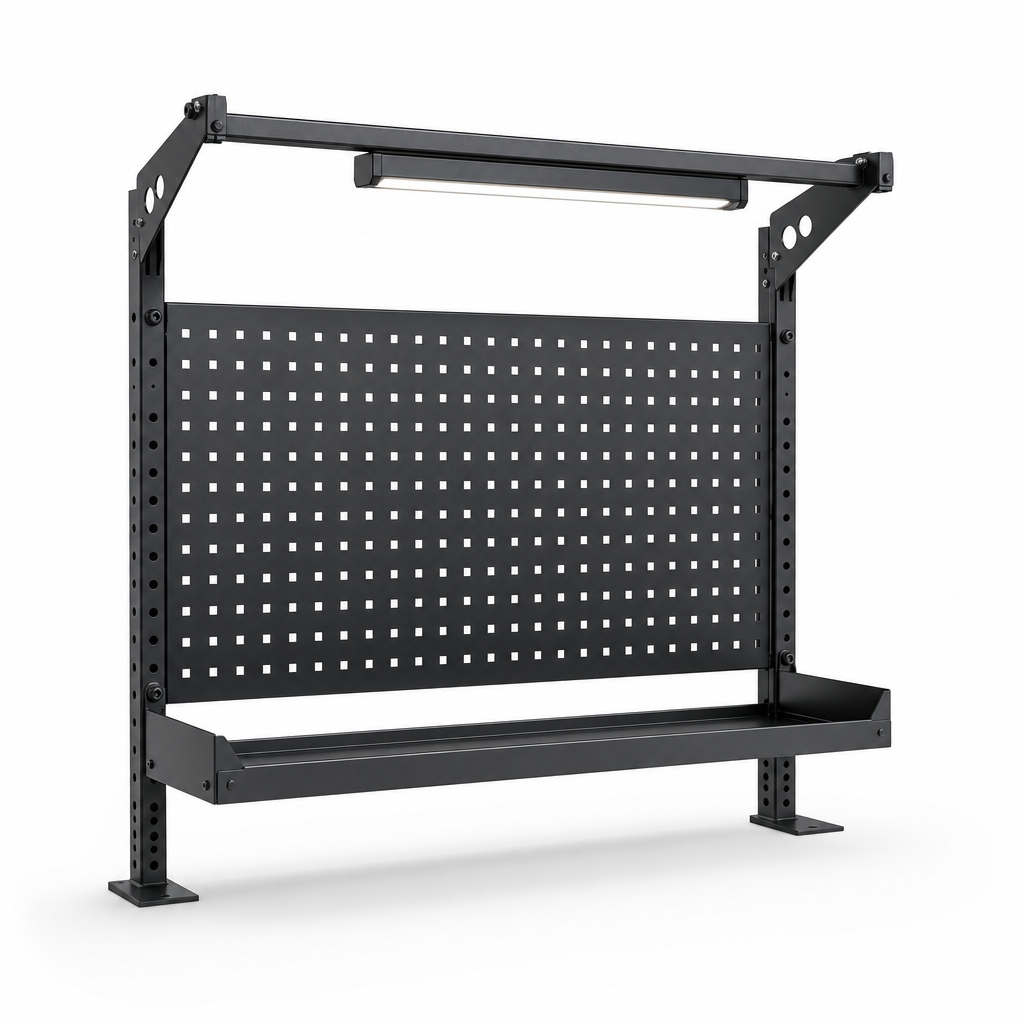 Tool and Lighting Support Accessory for Industrial Workbenches