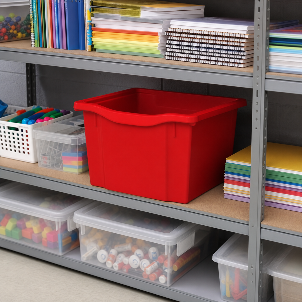 Triple A4 Plastic Storage Trays, Solid Colours, 30L, Pack of 5