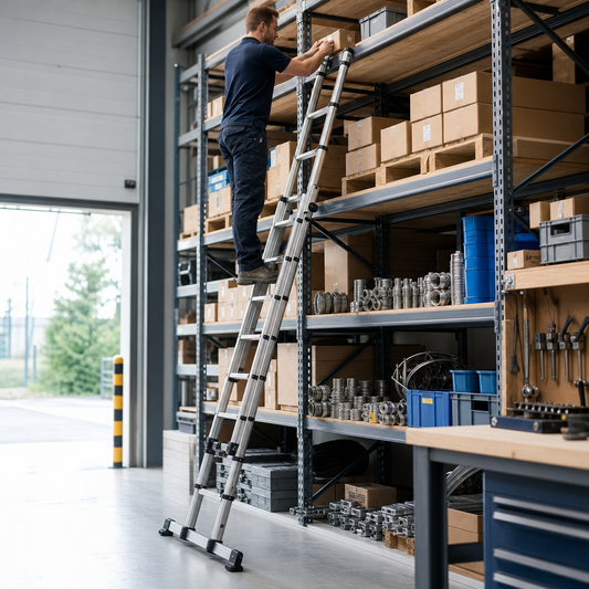 Triple Section Telescopic Aluminium Extension Ladders with Stabiliser Bar