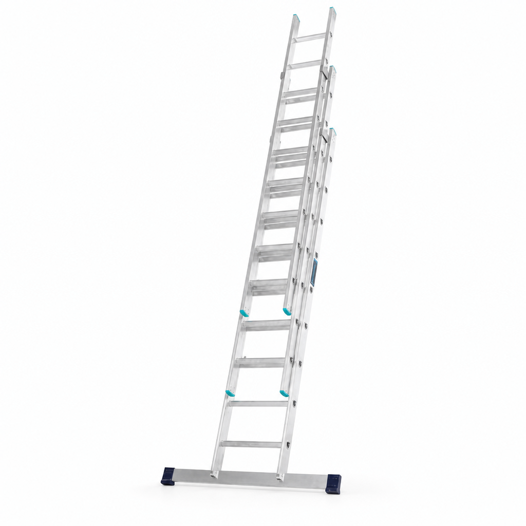Triple Section Telescopic Aluminium Extension Ladders with Stabiliser Bar