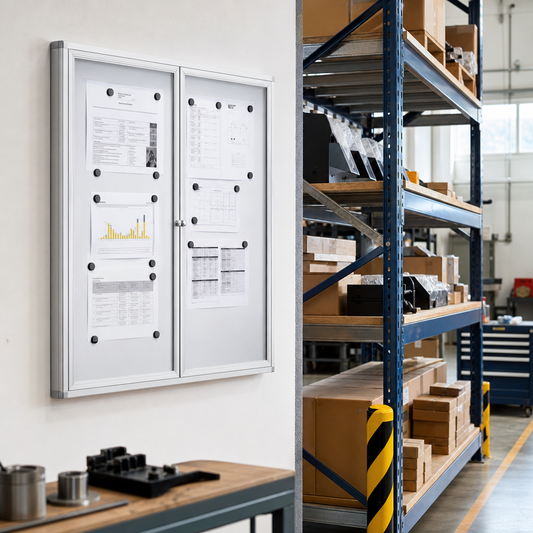 Two-Door Indoor Enclosed Bulletin Board with Aluminium Back