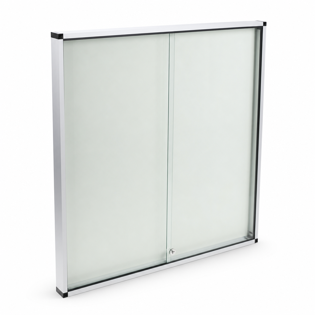 Two-Door Indoor Enclosed Bulletin Board with Aluminium Back