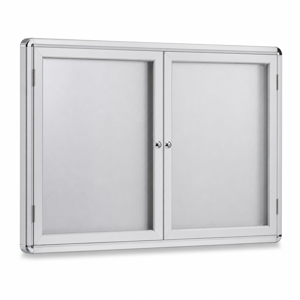 Two-Door Indoor Enclosed Bulletin Board with Aluminium Back