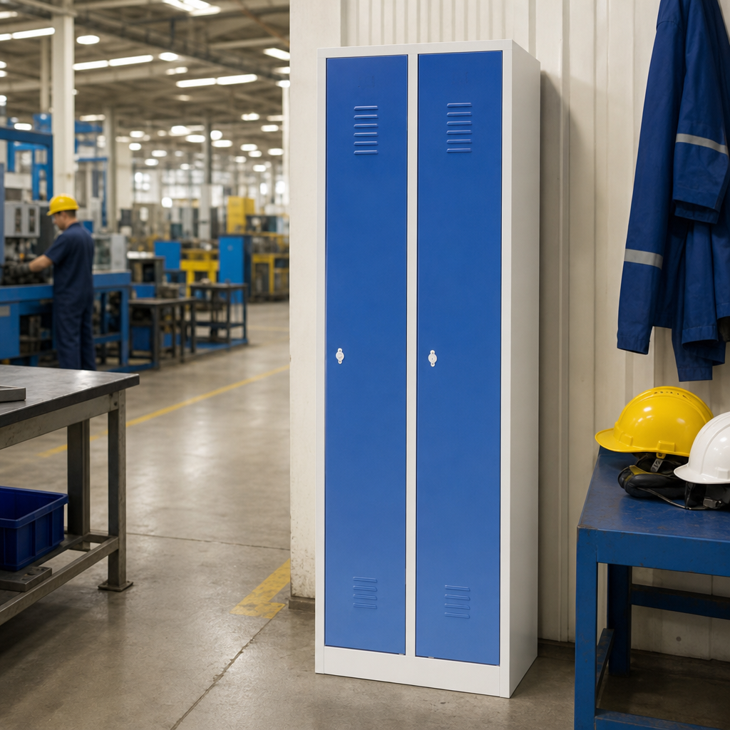 Two Nest Metal Single Door Lockers with Hasp Lock and Stand