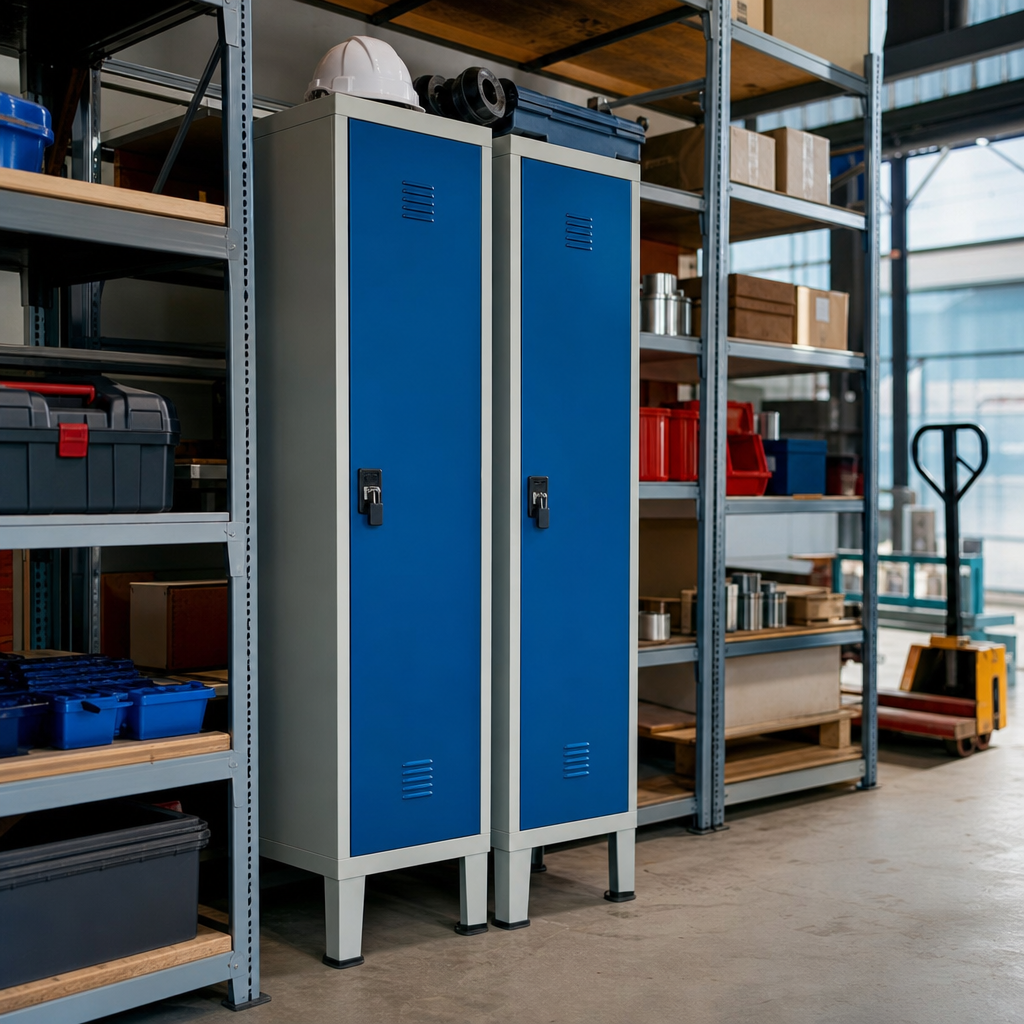 Two Nest Metal Single Door Lockers with Hasp Lock and Stand