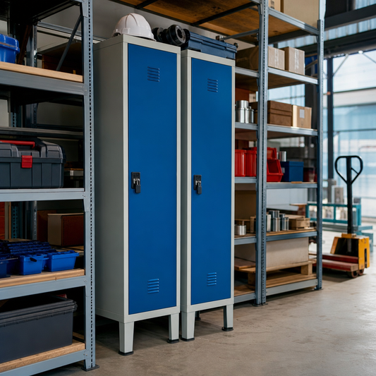 Two Nest Metal Single Door Lockers with Hasp Lock and Stand
