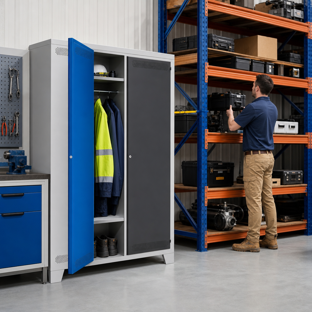 Two Person Clean and Dirty Metal Storage Locker