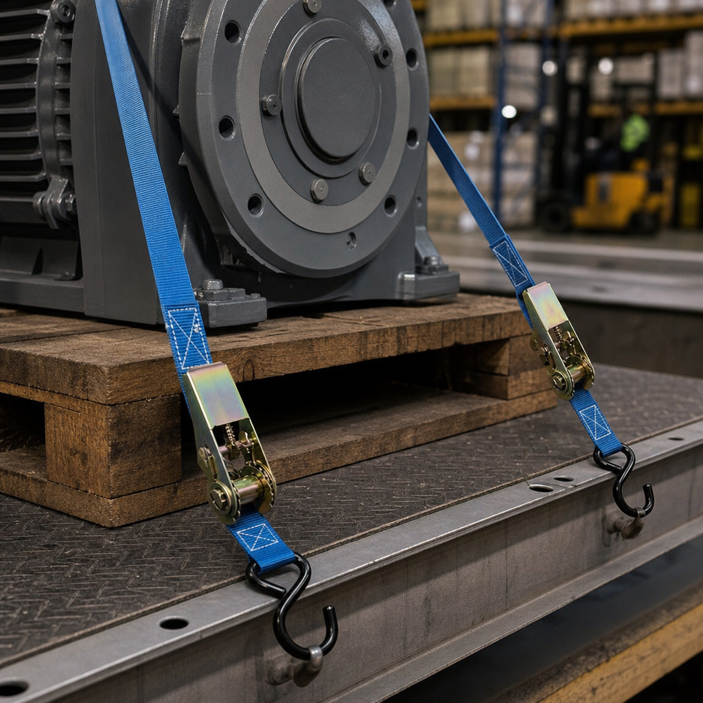 Two-Piece Ratchet Strap with S Hook, 5 m, 500 kg Capacity
