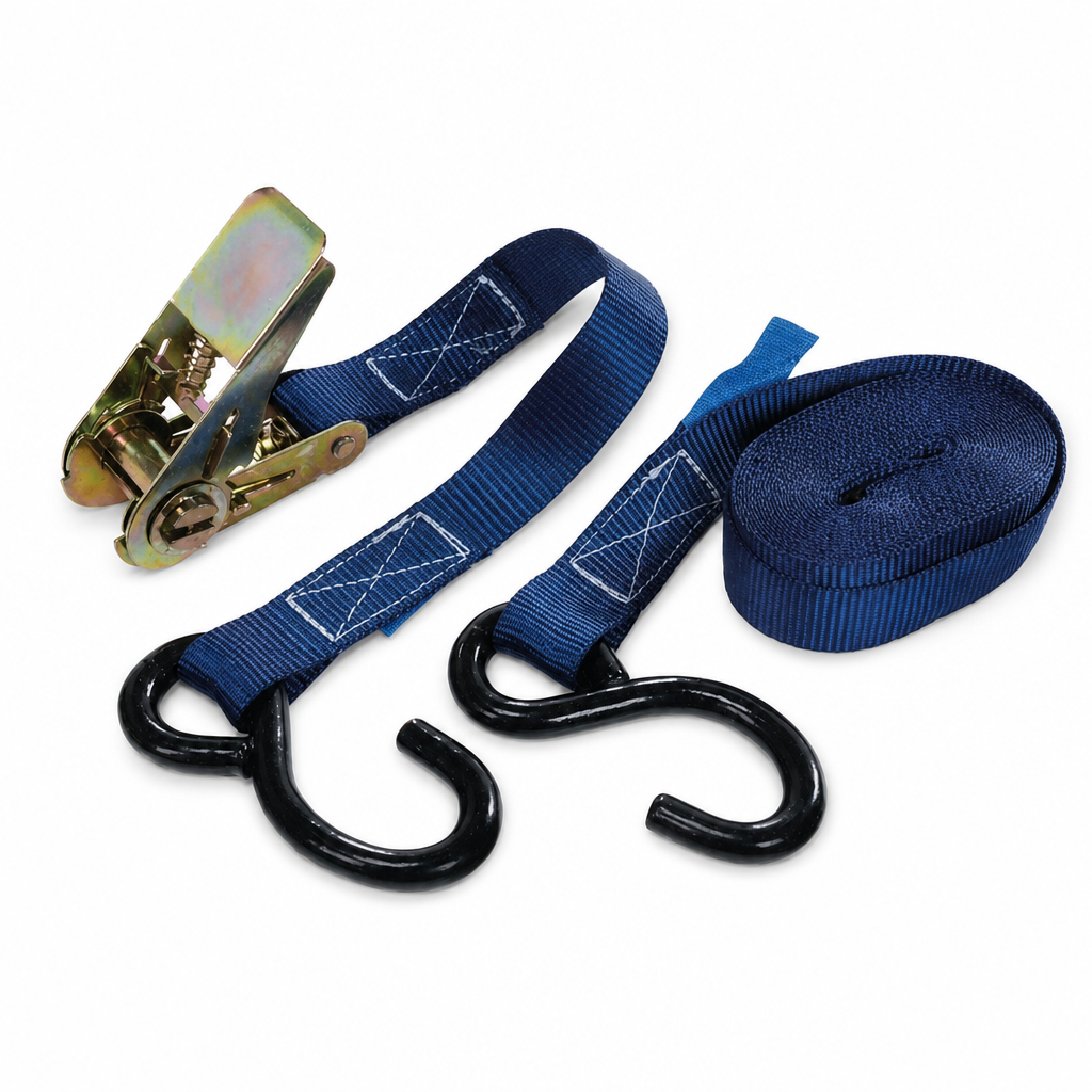 Two-Piece Ratchet Strap with S Hook, 5 m, 500 kg Capacity