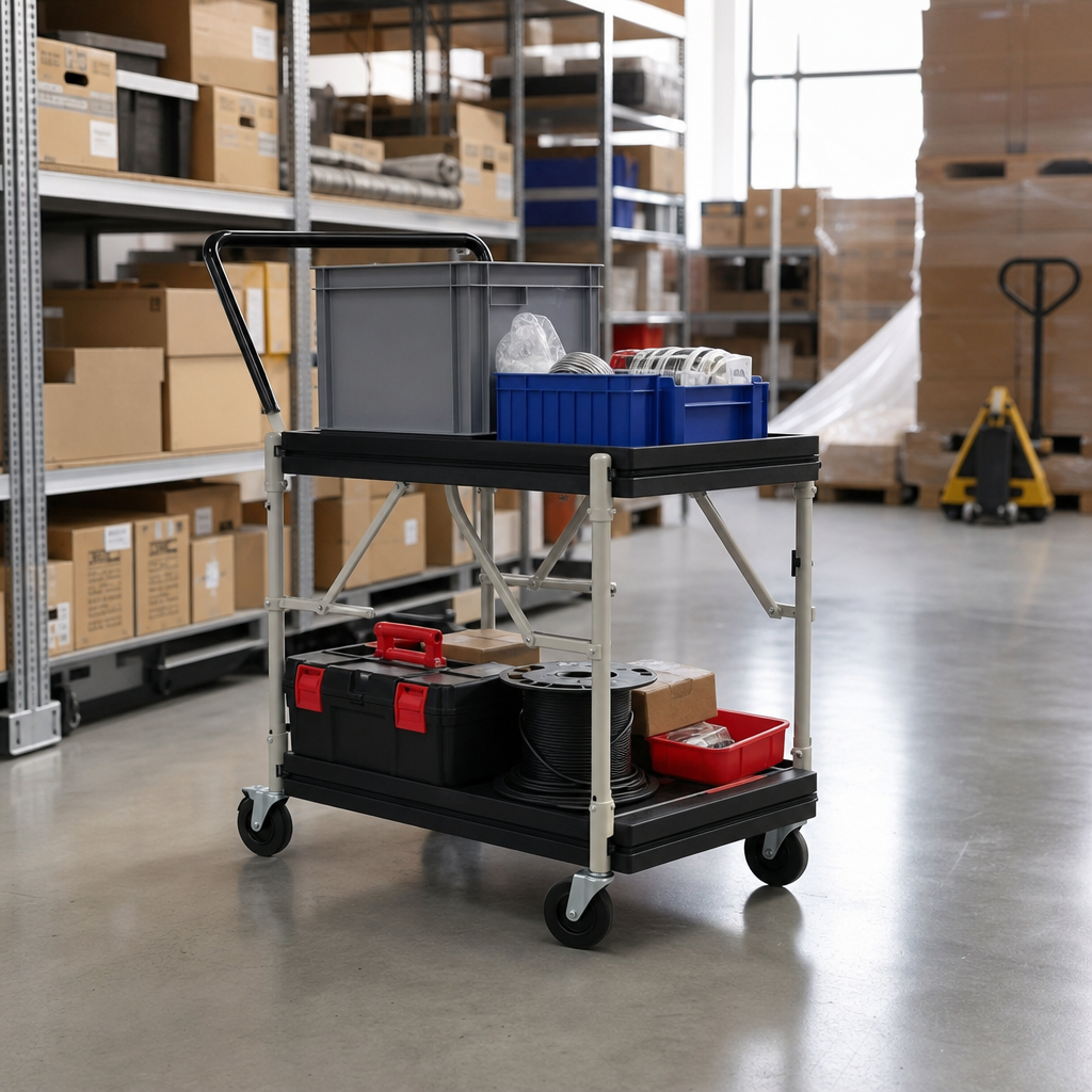 Two Shelf Folding Box Trolley 60kg Capacity
