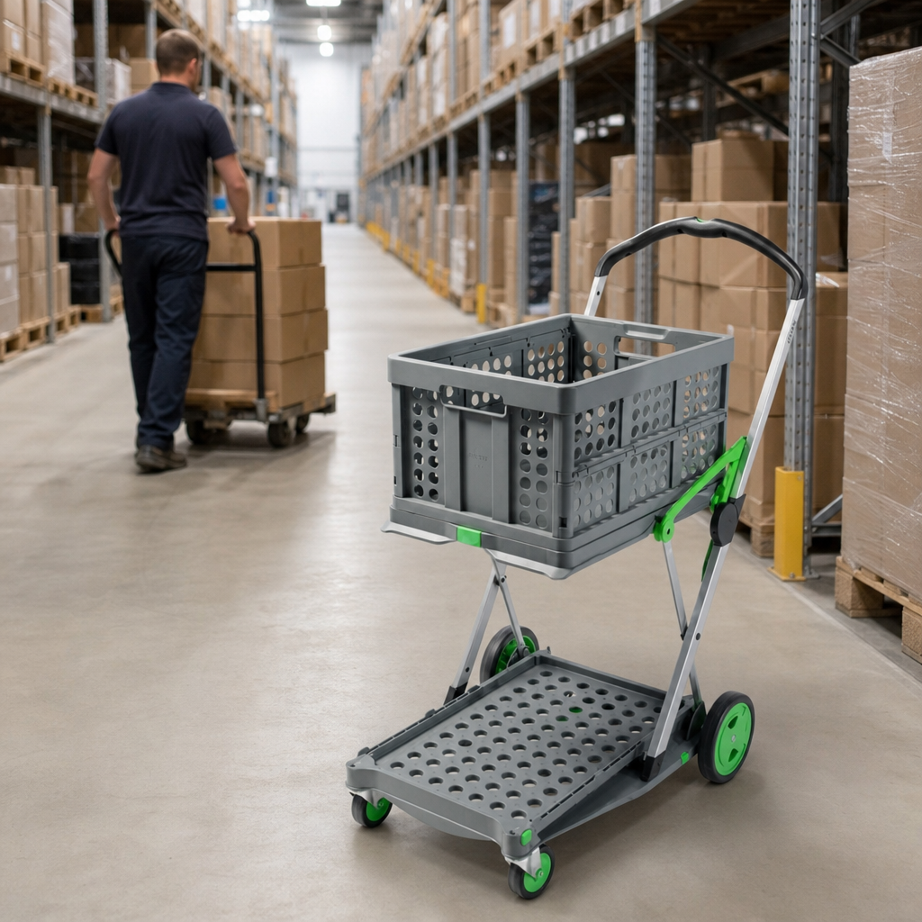 Two Shelf Folding Box Trolley 60kg Capacity