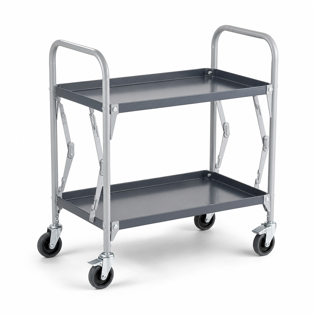 Two Shelf Folding Box Trolley 60kg Capacity