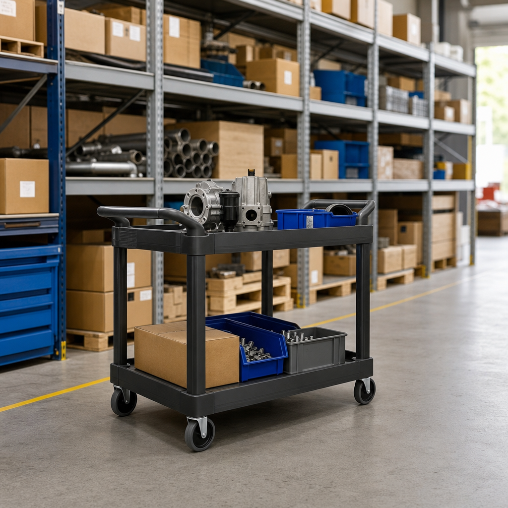 Two Shelf Plastic Trolley with 150kg Capacity