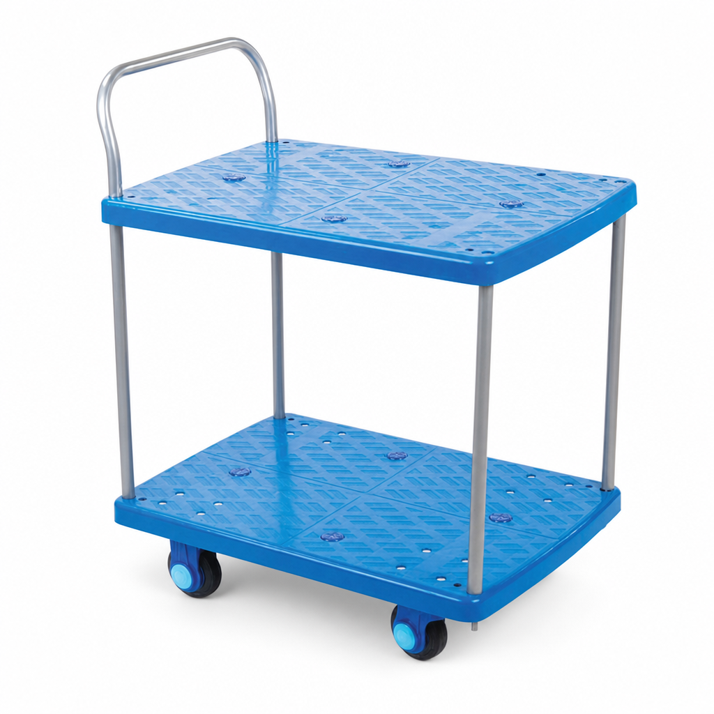 Two Shelf Plastic Trolley with 150kg Capacity